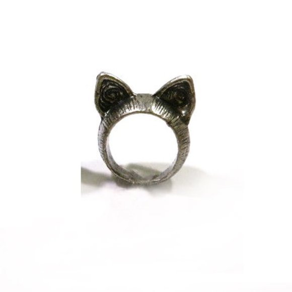Silver Pewter Cat Ears Ring Cute Gift - Picture 3 of 8